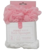 Wholesale - 2pc PINK/WHT JUMBO MESH SPONGES C/P 18, UPC: 769898975905